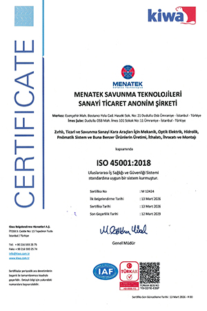 ISO 45001 Kalite Sertifikası